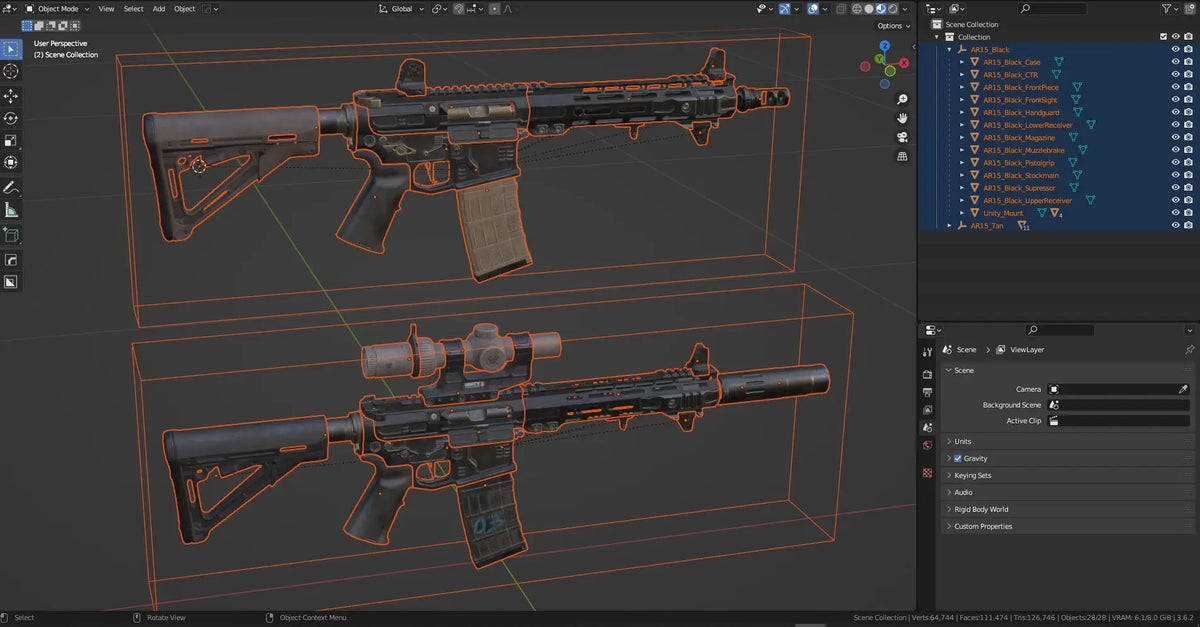 CUSTOM AR-15 RIFLE 3dmilitaryassets