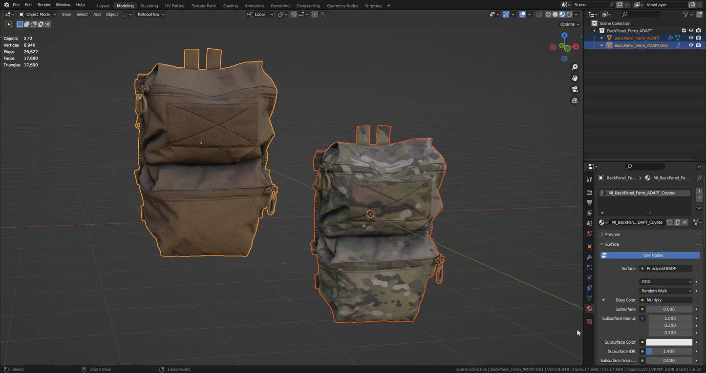 FERRO CONCEPTS DOUBLE POUCH BACK PANEL