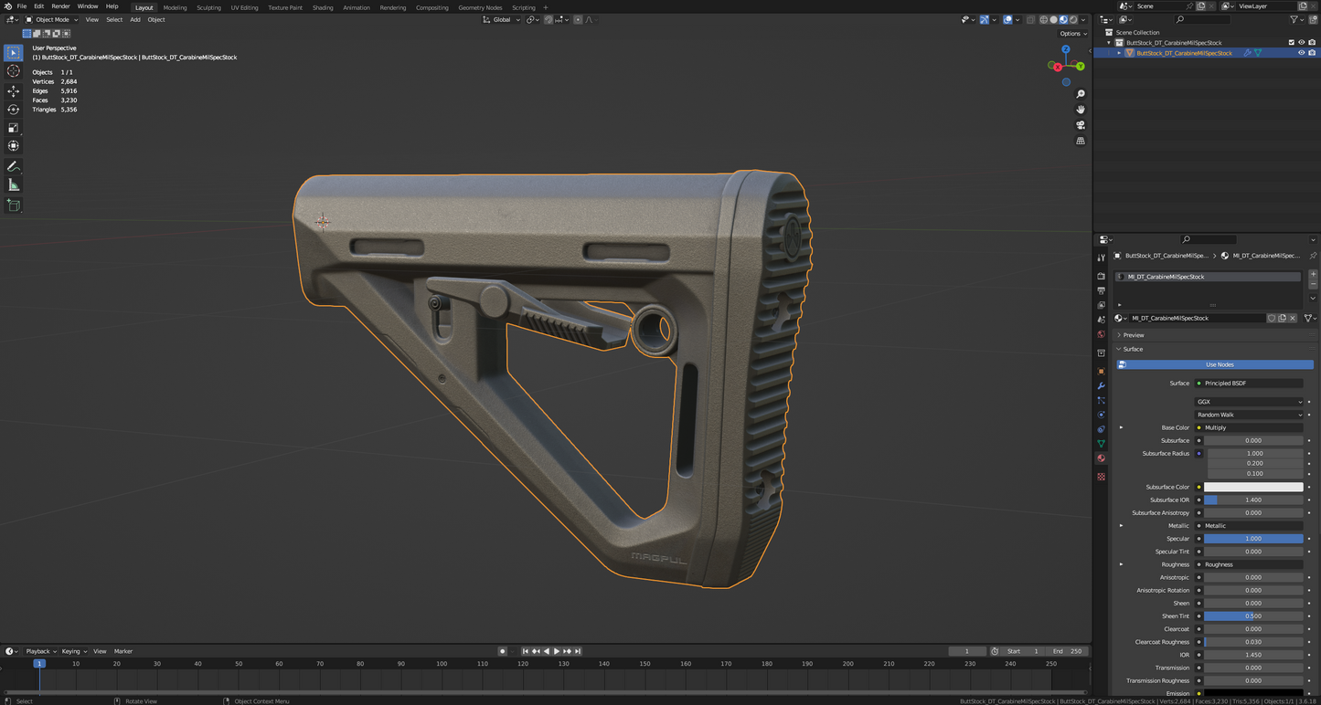 DT CARBINE STOCK MIL SPEC