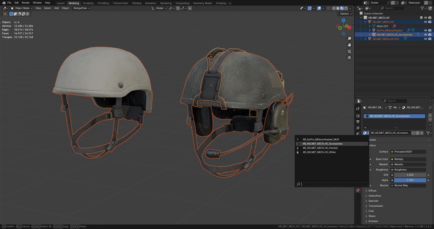 MICH HELMET HIGH CUT 3dmilitaryassets