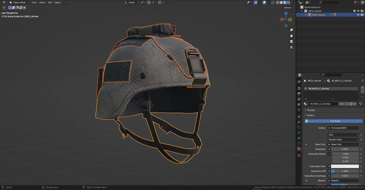 MICH HELMET LOW CUT 3dmilitaryassets