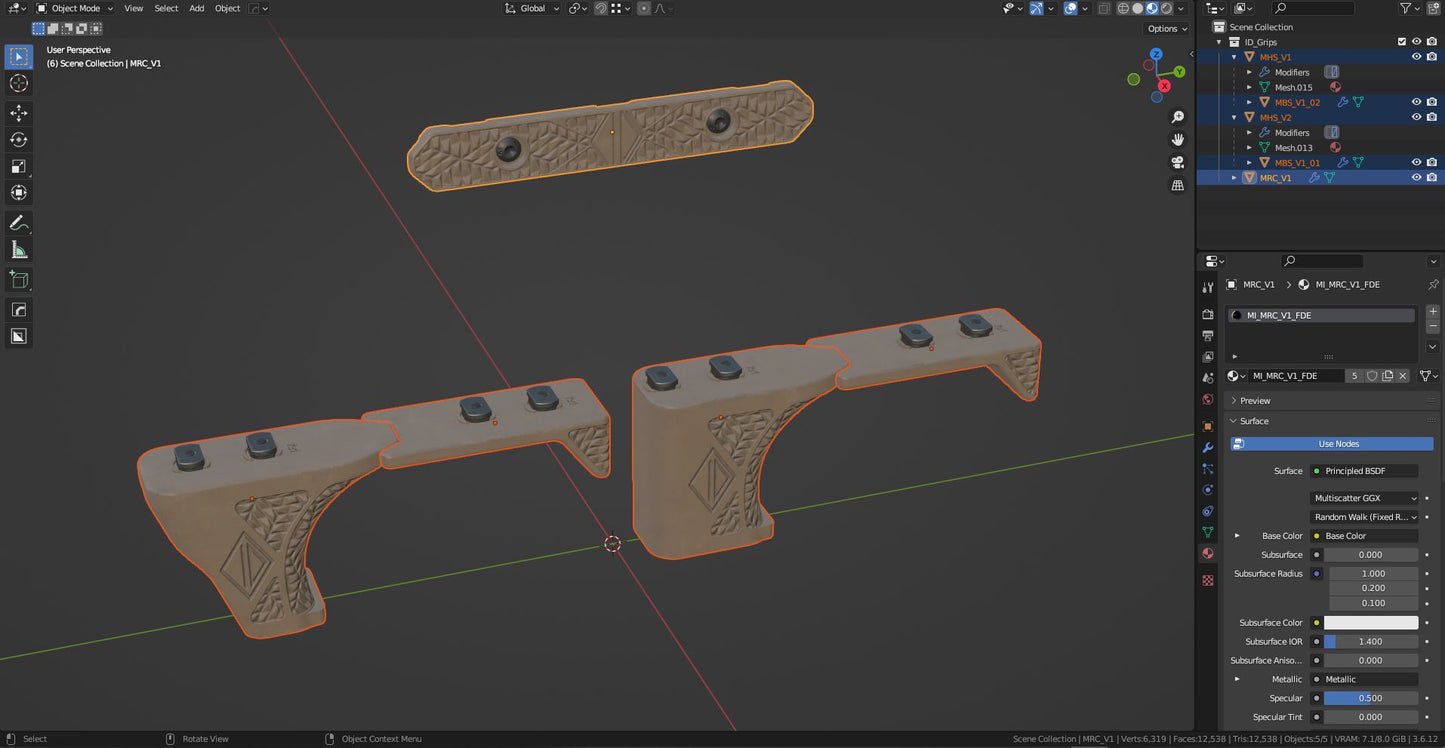 IRREGULAR DEFENSE GRIP AND RAIL COVER 3dmilitaryassets