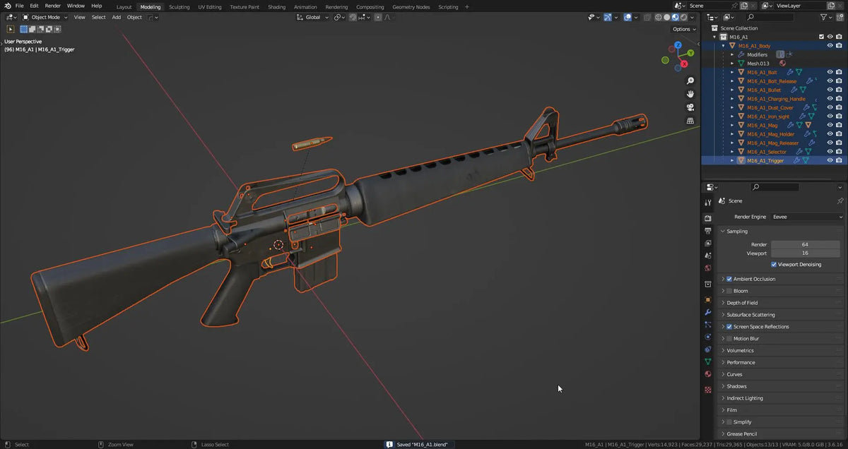 M16A1 NAM 3dmilitaryassets