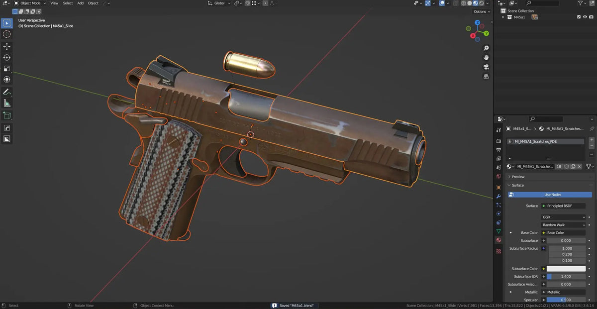 COLT M45A1 1911 PISTOL 3DMilitaryAssets