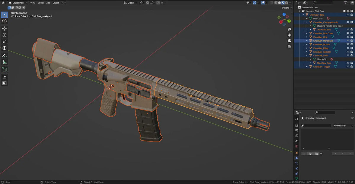 NOVESKE IRREGULAR DEFENSE CHAINSAW RIFLE 3dmilitaryassets