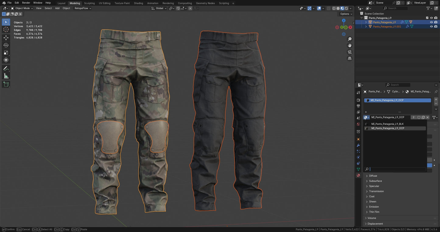 PATAGONIA COMBAT PANTS L9 3dmilitaryassets