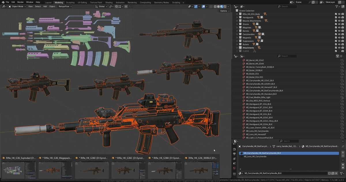 HK G36 WEAPON MEGA PACK 3dmilitaryassets