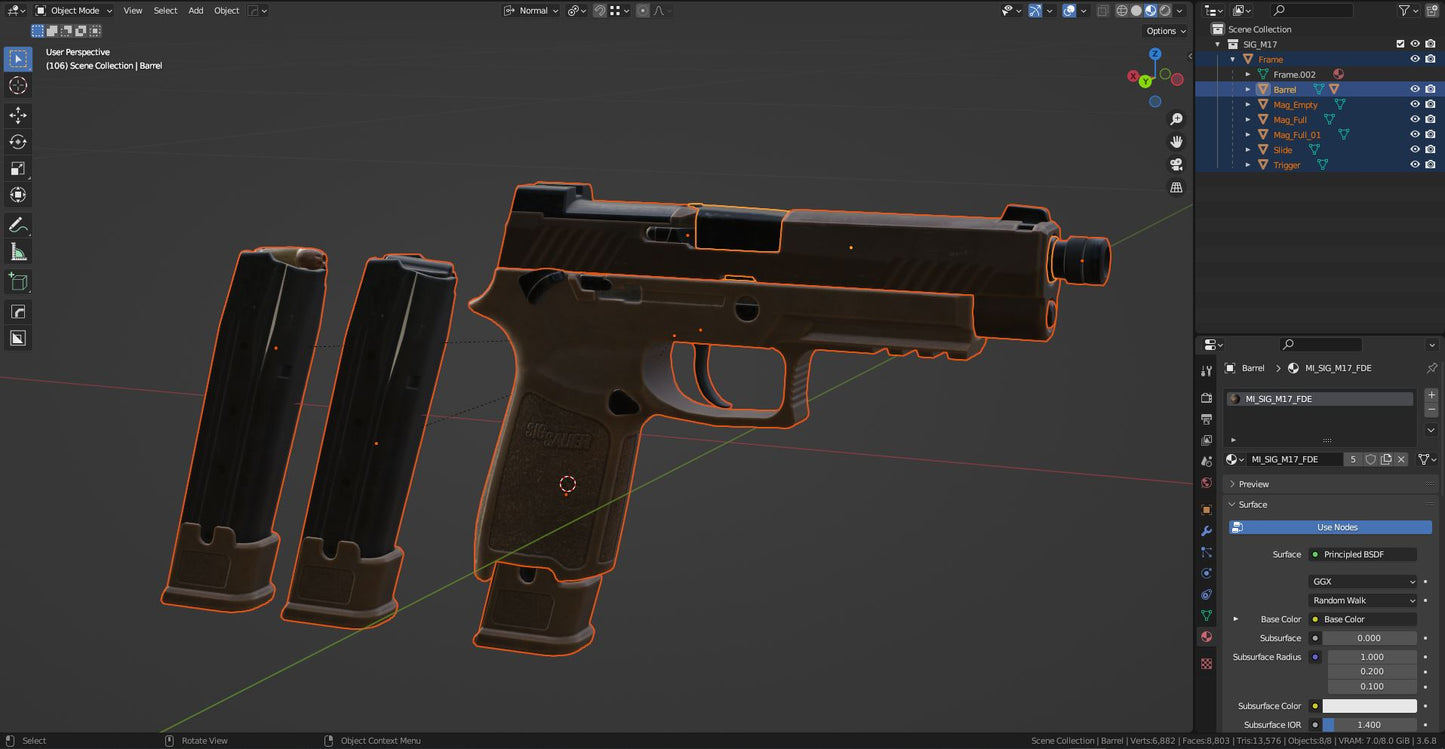 SIG SAUER M17 P320 PISTOL 3dmilitaryassets