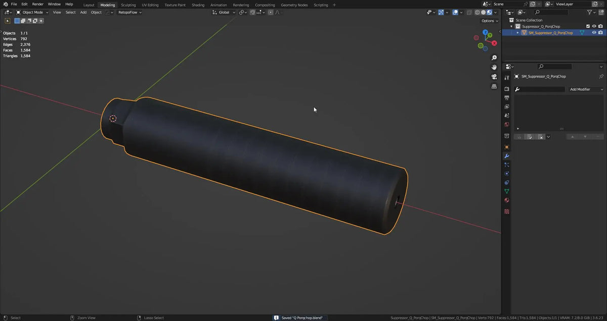 SUPPRESSOR Q PORQ CHOP 3dmilitaryassets