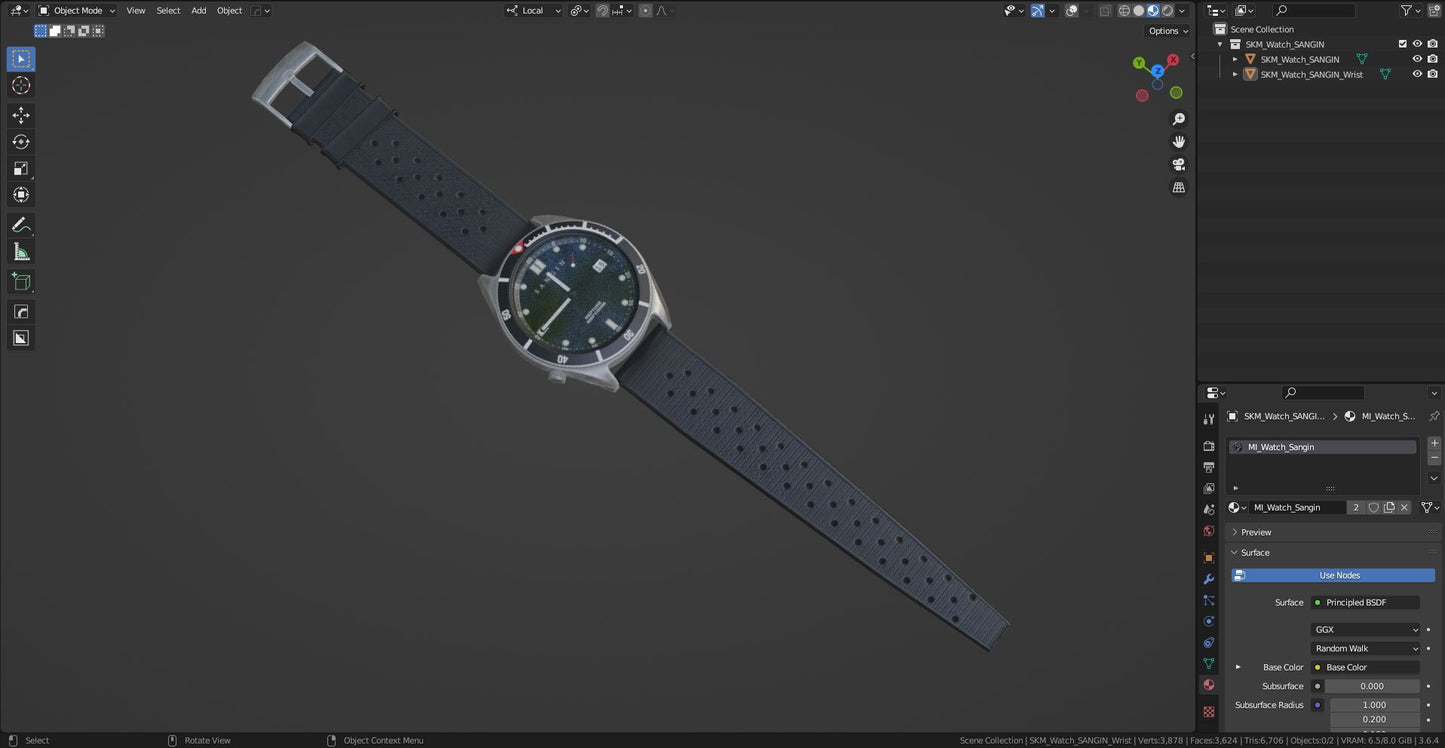 SANGIN NEPTUNE WRIST WATCH 3dmilitaryassets