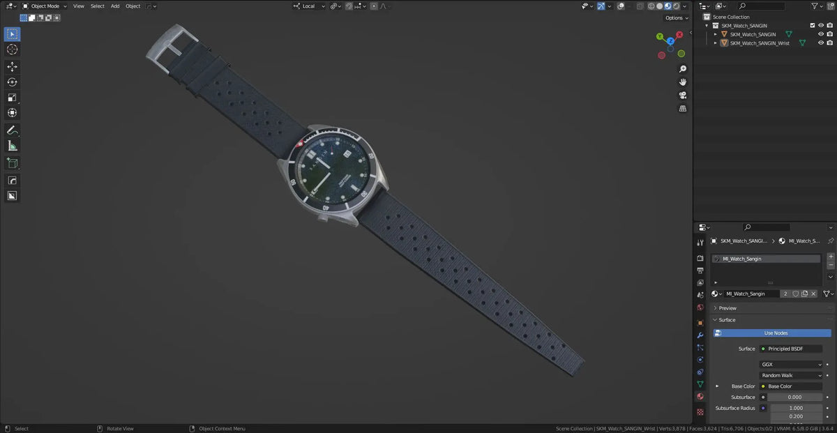 SANGIN NEPTUNE WRIST WATCH 3dmilitaryassets