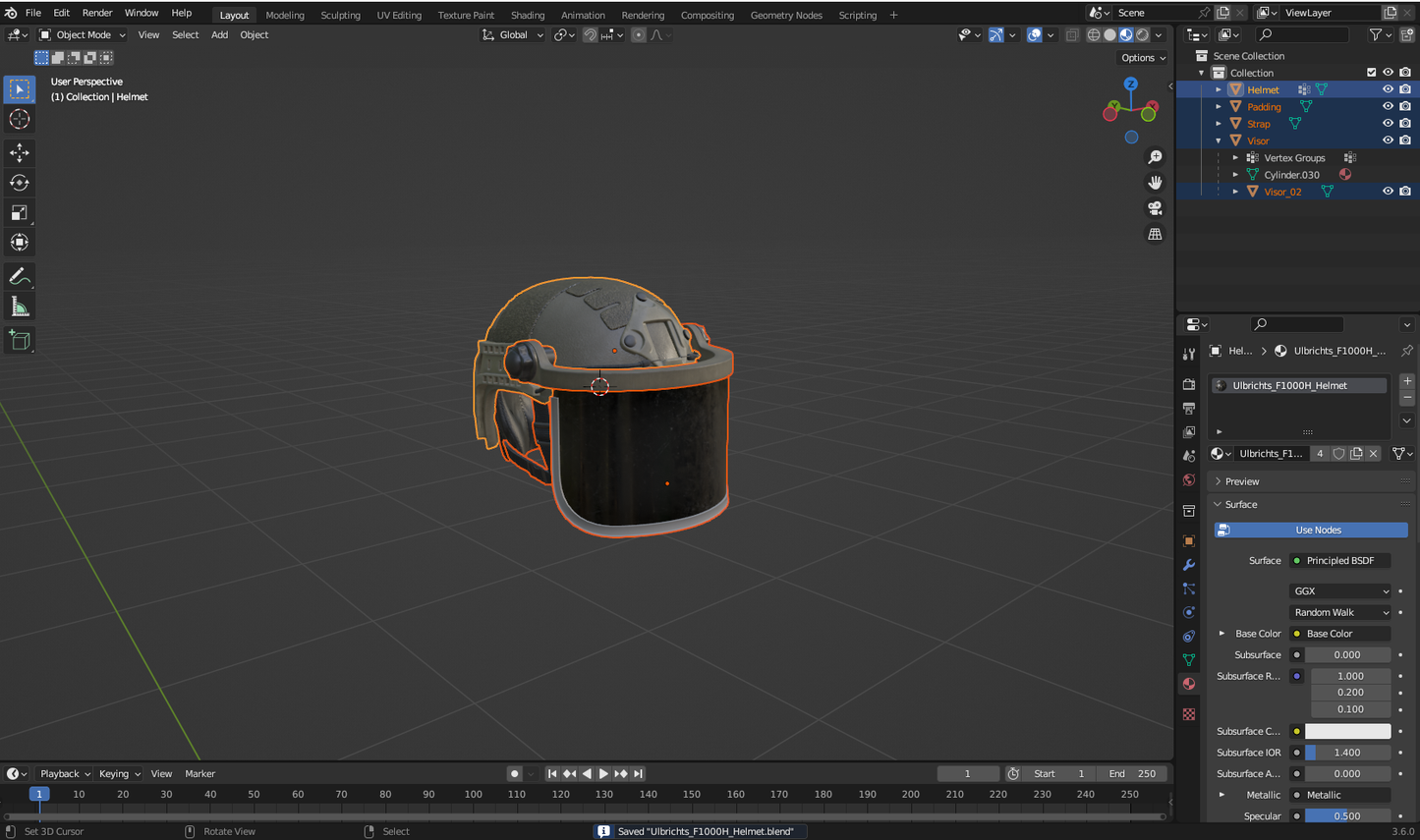 ULBRICHTS F1000H HELMET 3dmilitaryassets