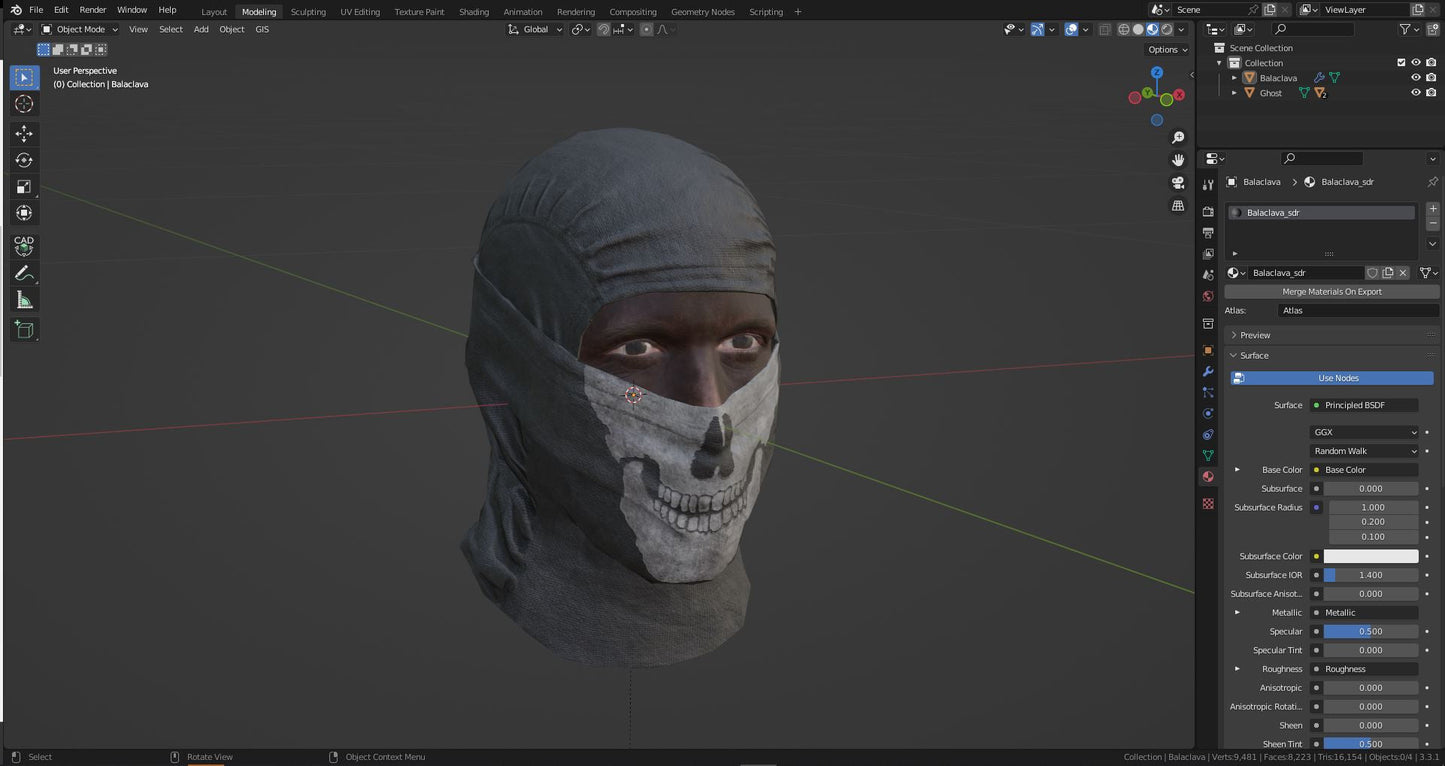 GHOST HEAD + BALACLAVA 3dmilitaryassets