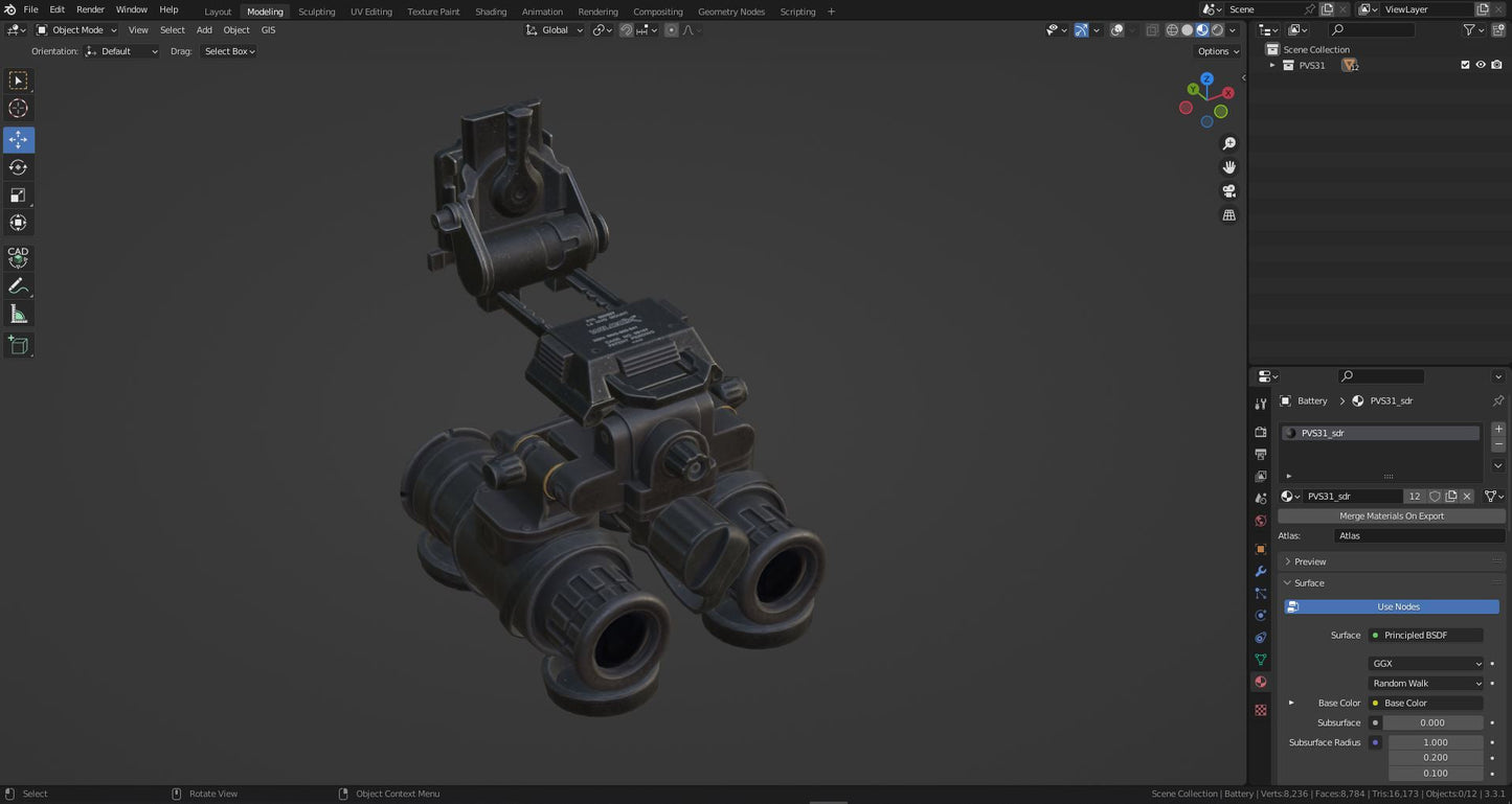 PVS-31 NIGHT VISION GOGGLE 3dmilitaryassets