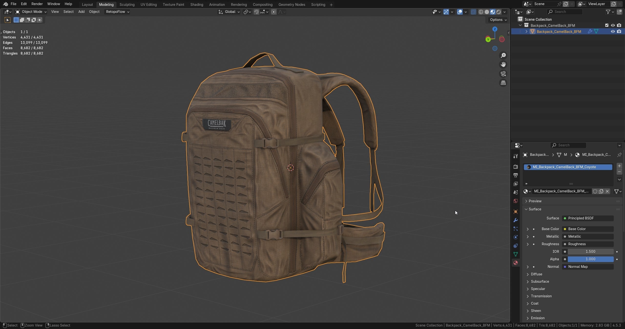 CAMELBAK BFM BACKPACK - Low Poly 3D Model | Game-Ready Asset