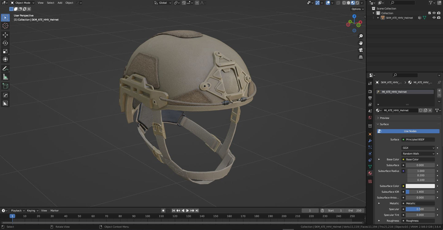 ATE HHV BALLISTIC HELMET