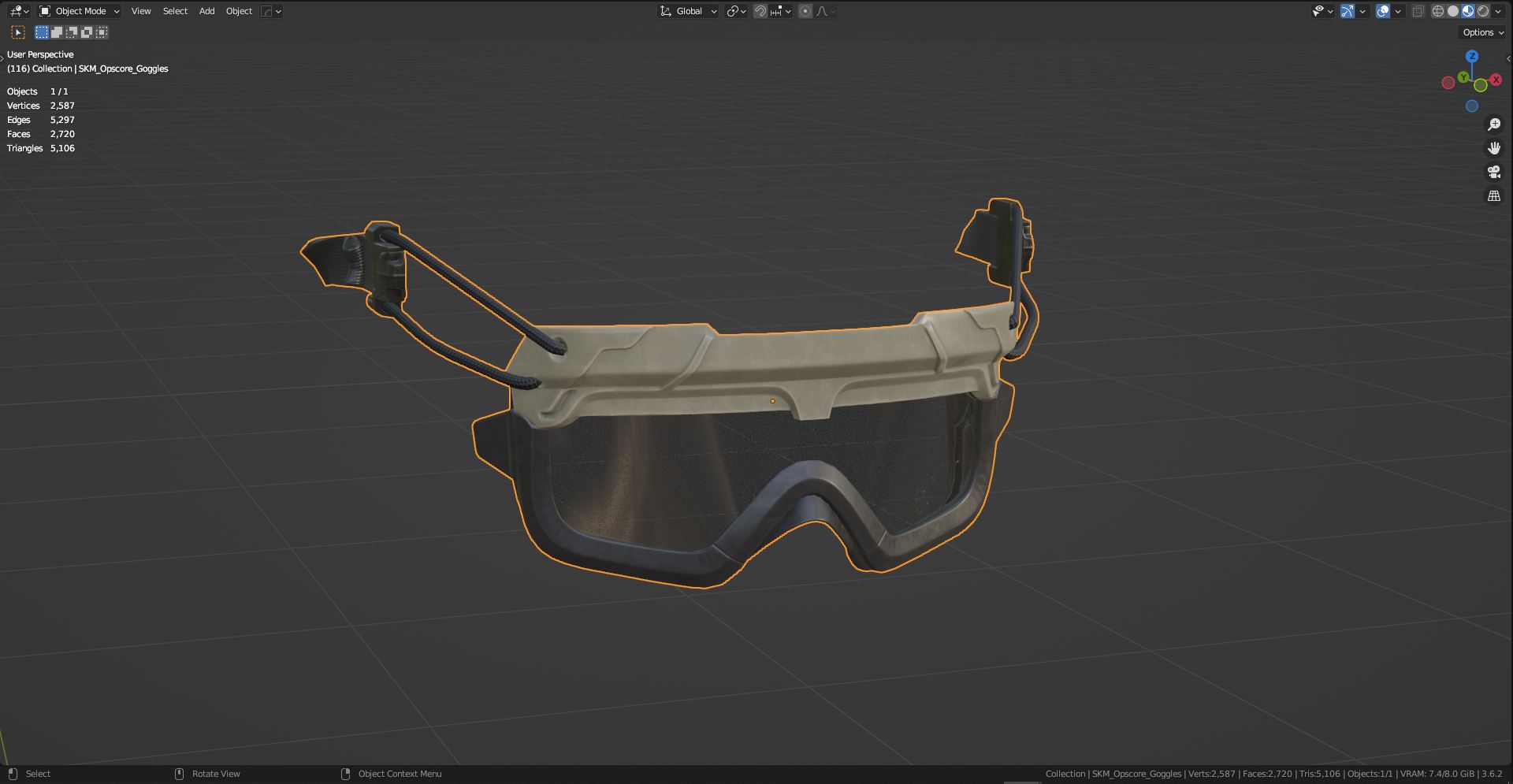 ops core goggles OPS CORE STEP IN PROTECTION GOGGLES - Low Poly 3D Model