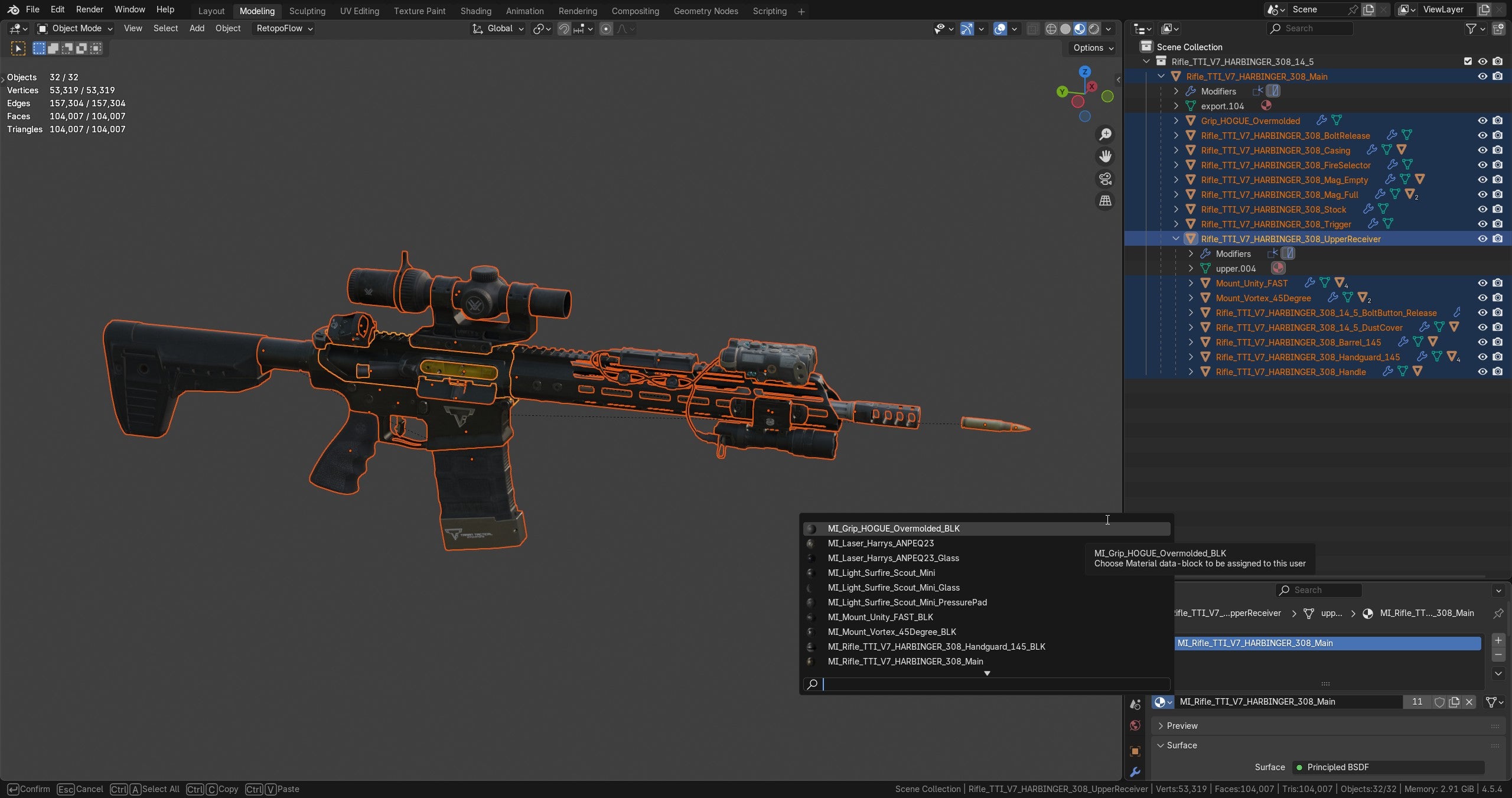 TTI V7 HARBINGER 308 RIFLE - Low Poly 3D Model | Game-Ready Asset