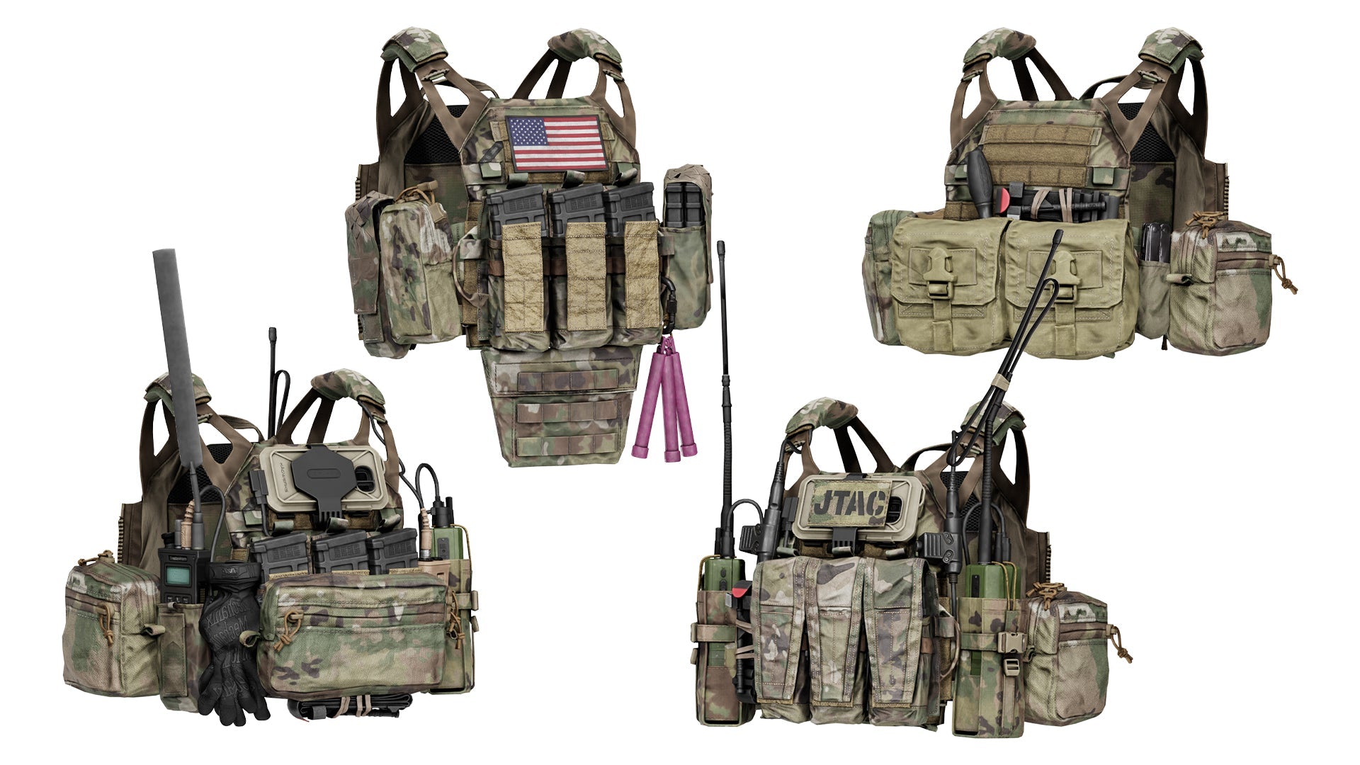 CRYE JPC 2 PLATE CARRIER BUNDLE - Low Poly 3D Model Game-Ready